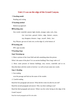 九年级英语上册 Module1 Unit2 I was on the edge of the Grand Canyon教案 外研版