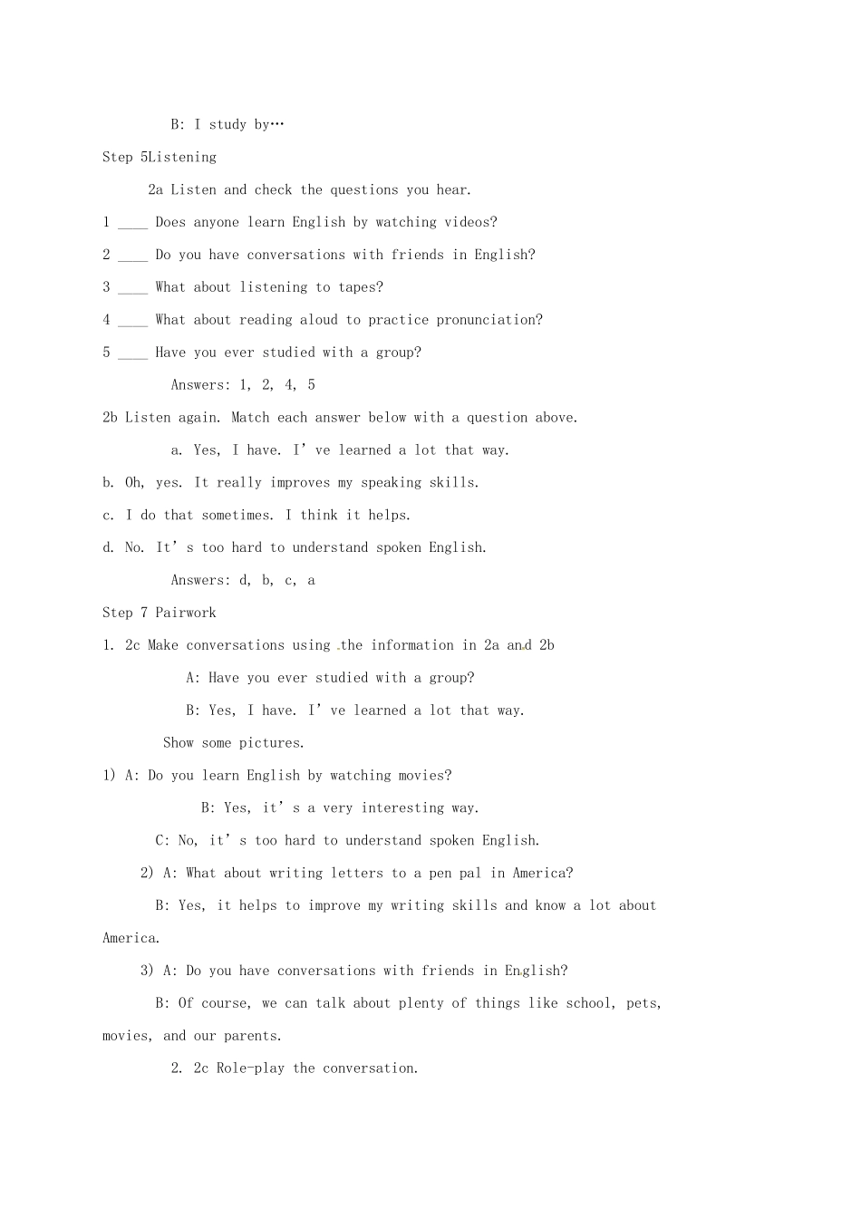 八年级英语下册 Unit 4 How can we become good learners Period 1教案 （新版）鲁教版五四制-鲁教版五四制初中八年级下册英语教案_第3页