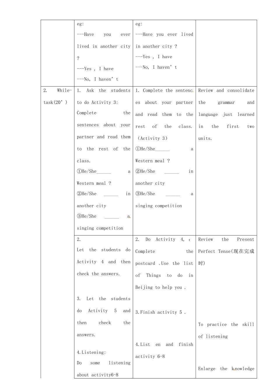 八年级英语下册 Module 2 Unit 3 Language in use教案 （新版）外研版-（新版）外研版初中八年级下册英语教案_第2页