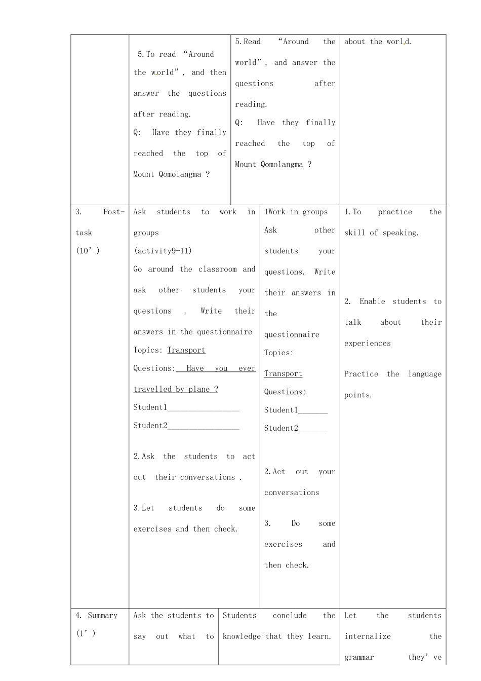 八年级英语下册 Module 2 Unit 3 Language in use教案 （新版）外研版-（新版）外研版初中八年级下册英语教案_第3页