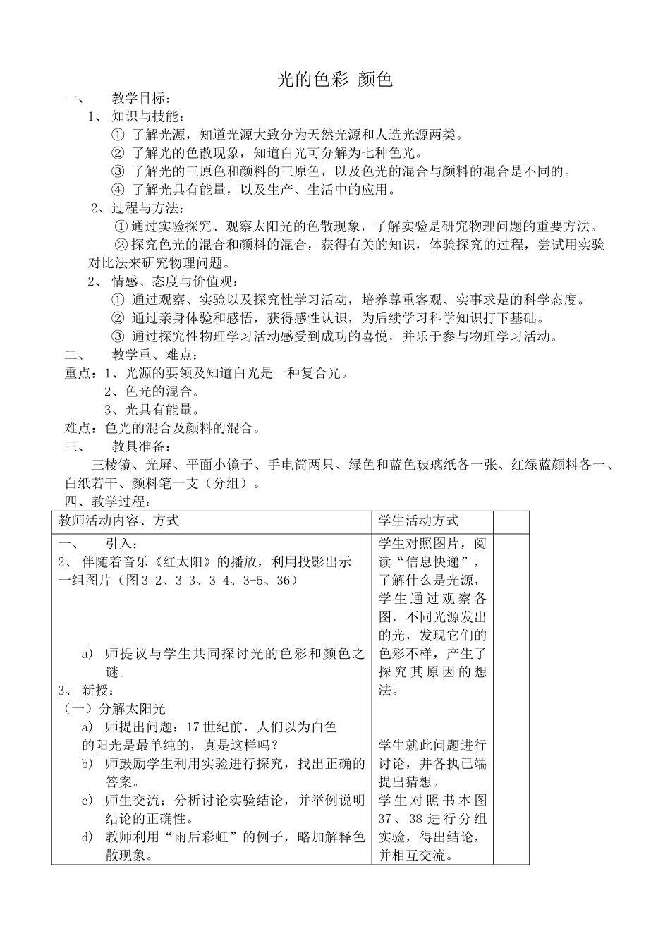 八年级物理苏科版光的色彩 颜色_第1页
