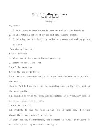 七年级英语下册Unit 3 Finding your way--Period 3、4牛津版
