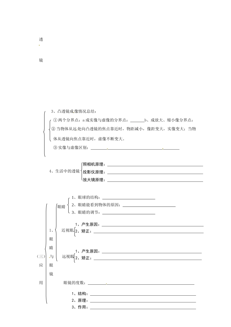宁夏银川四中中考物理《第三章 透镜及其应用》复习教案 新人教版_第2页