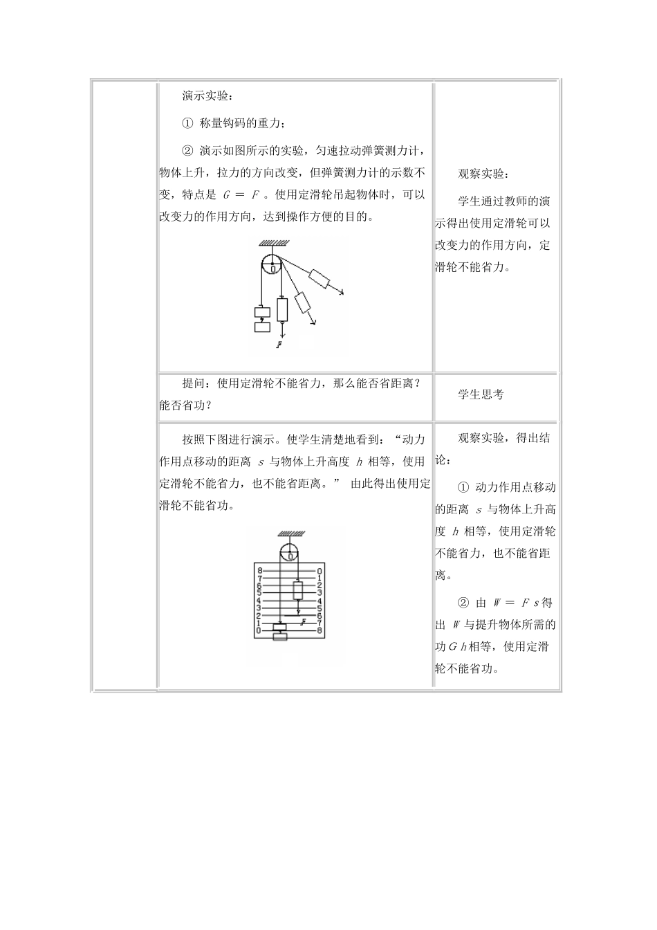 八年级物理下册 第十一章 功与机械能 11.3 滑轮教案 教科版-教科版初中八年级下册物理教案_第3页