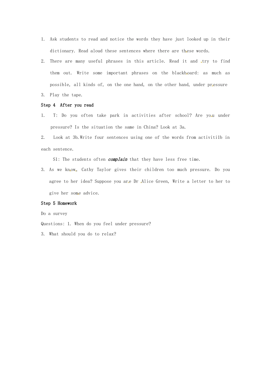 安徽省安庆市第九中学八年级英语下册《Unit 2 What should I do Reading》教案 人教新目标版_第2页