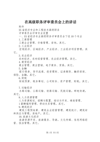 在高级职务评审委员会上的讲话发言