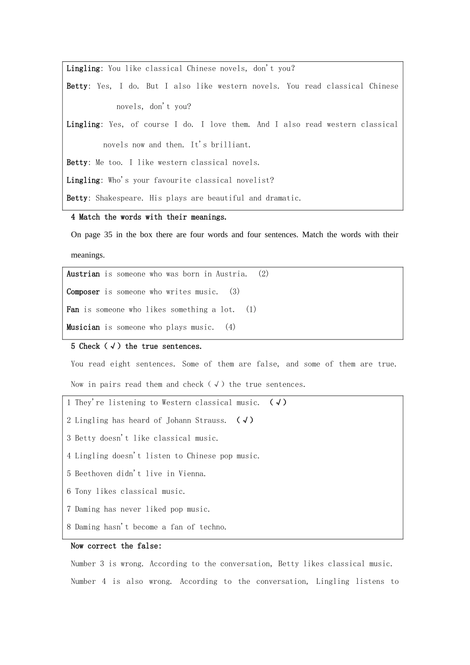 八年级英语上册 Module 5 Unit 1 It’s western classical music, isn’t it教案 外研版_第3页