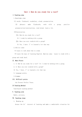 九年级英语 Unit 1 How do you study for a test单元精品教案 人教新目标版