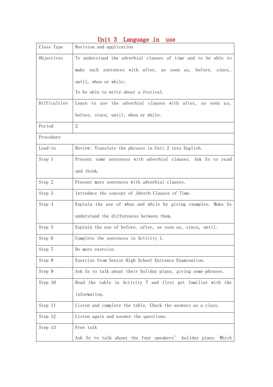 九年级英语上册 Module 2 Unit 3 Language in use教案 （新版）外研版-（新版）外研版初中九年级上册英语教案_第1页
