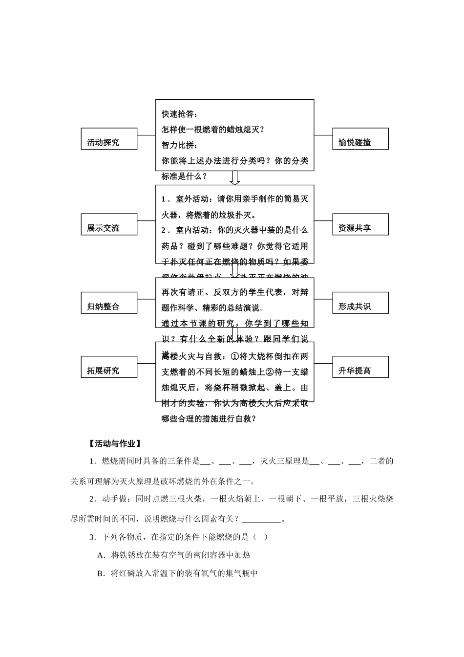 九年级化学上册专题六单元2燃烧与灭火教案(3)湘教版_第2页