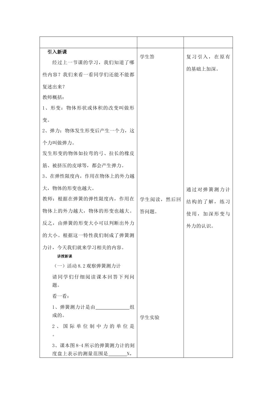 八年级物理下册 第八章 力集体备课8.1力 弹力教案（二）苏科版_第2页