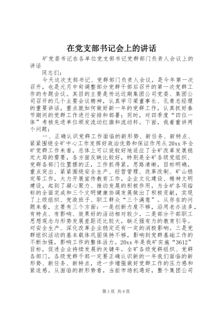 在党支部书记会上的讲话发言