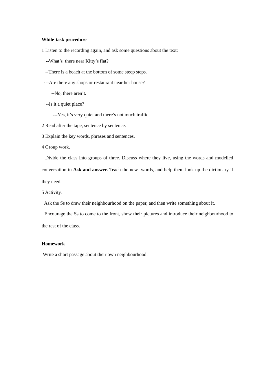 七年级英语下册 Module 2 Unit 3 Different places（1）教案 牛津沈阳版_第2页