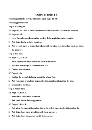 八年级英语Review of units 1-5新人教版