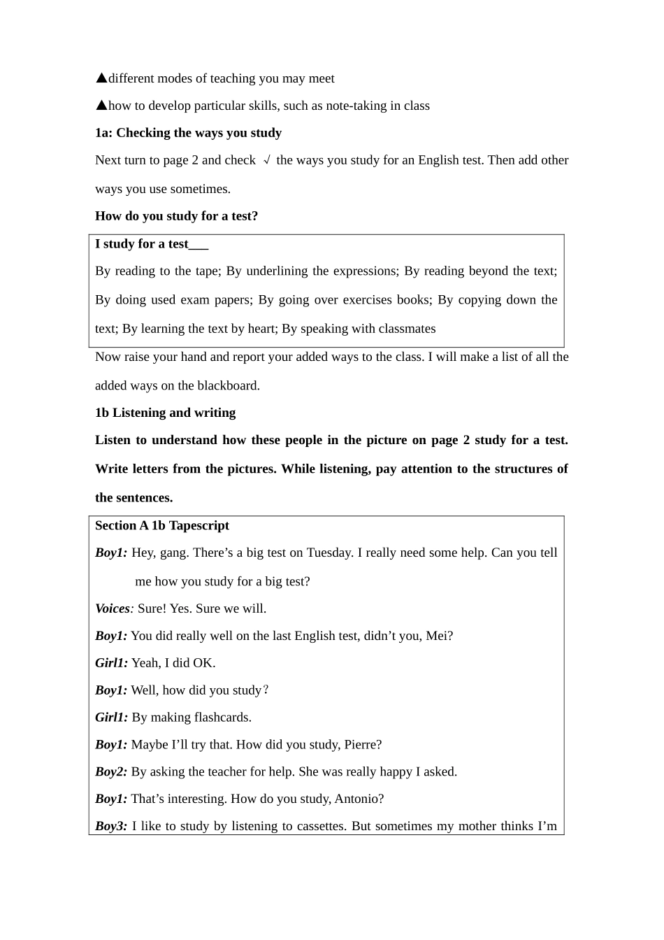 九年级英语上册Unit 1 How do you study for a test_教案 人教新目标版_第3页