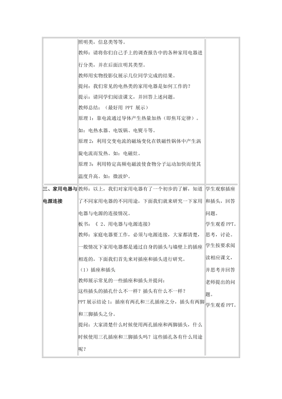 九年级物理下册 第9章 第1节《家用电器》教案 教科版-教科版初中九年级下册物理教案_第3页