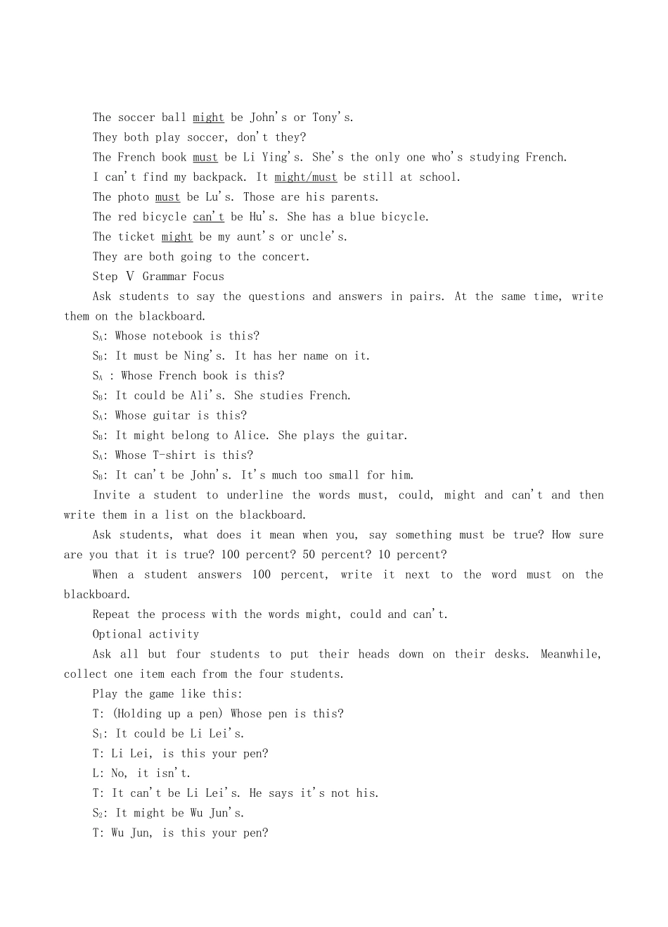 九年级英语全册 Unit 5 It must belong to Carla The Second Period教案 人教新目标版_第3页