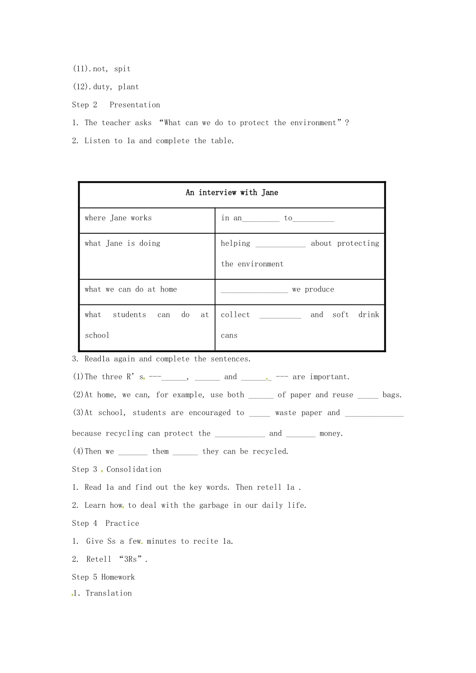 九年级英语上册 Unit 2 Topic 3 What can we do at home to protect the environment Section A教案 （新版）仁爱版-（新版）仁爱版初中九年级上册英语教案_第2页