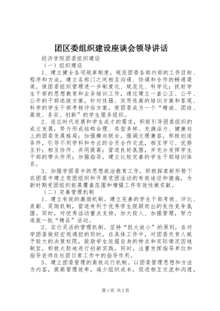 团区委组织建设座谈会领导讲话发言