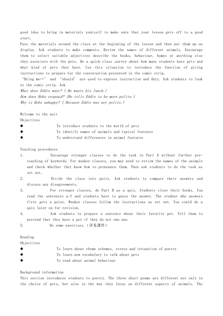 七年级英语下册 Unit 6 Pets教案 牛津版_第2页