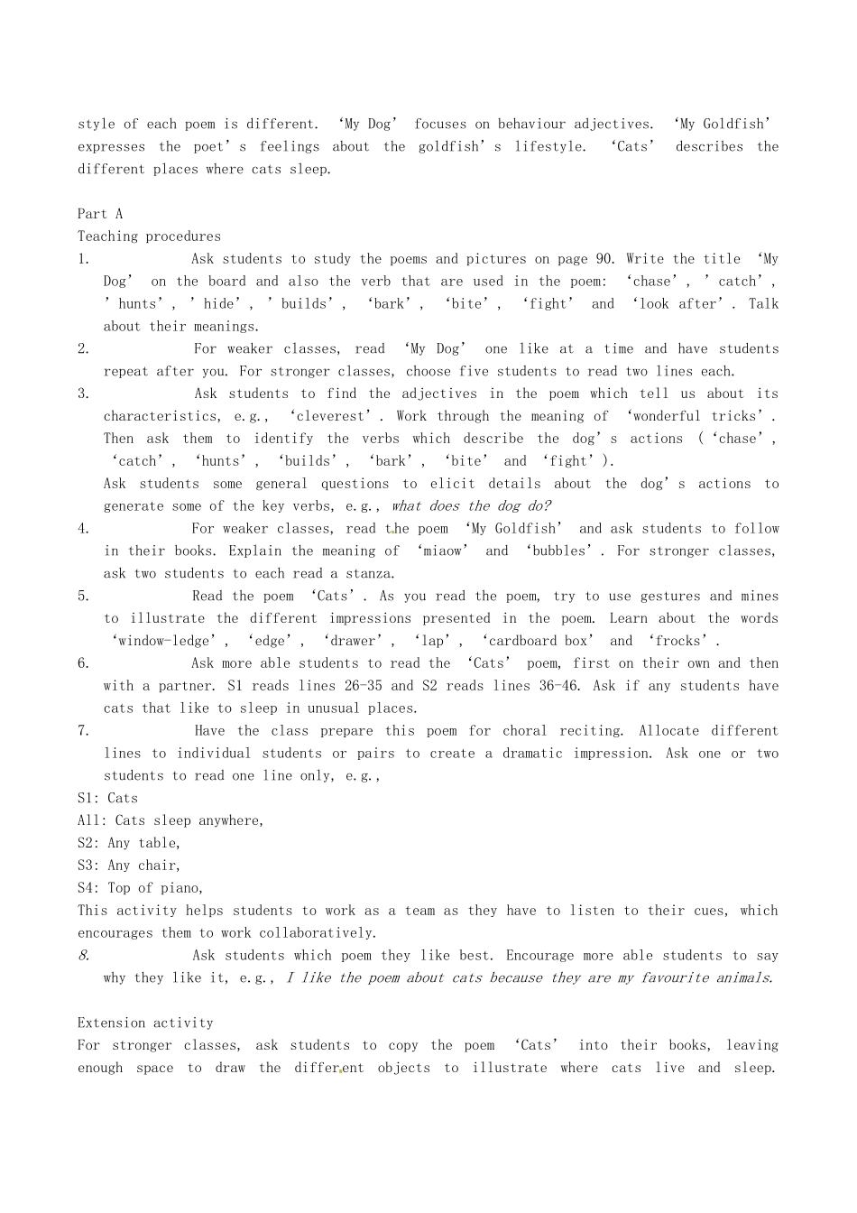 七年级英语下册 Unit 6 Pets教案 牛津版_第3页