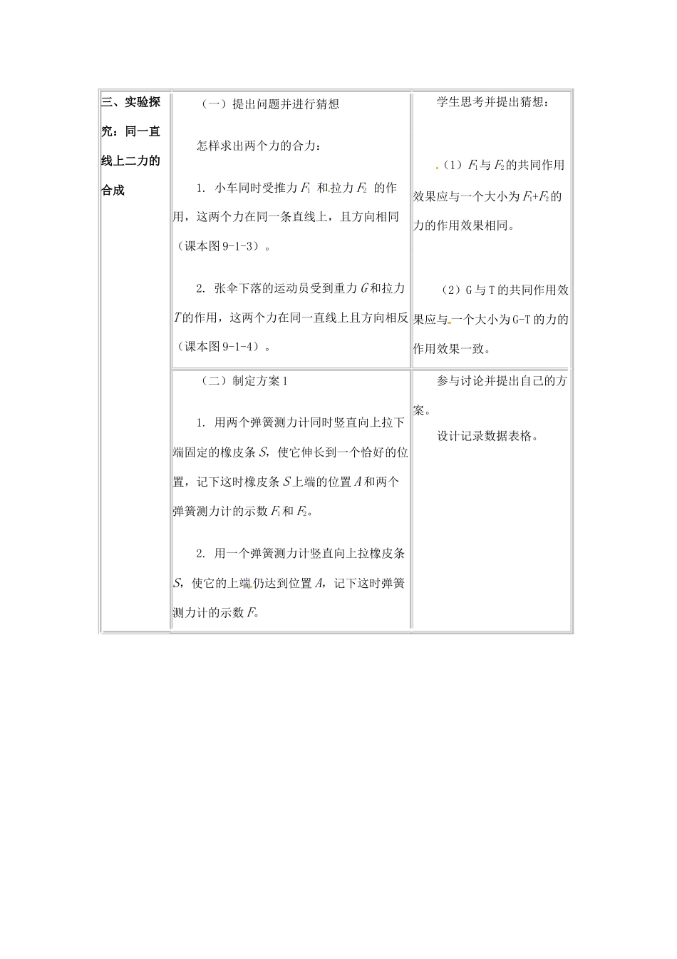 八年级物理下册 81 力的合成（教案）教科版_第3页