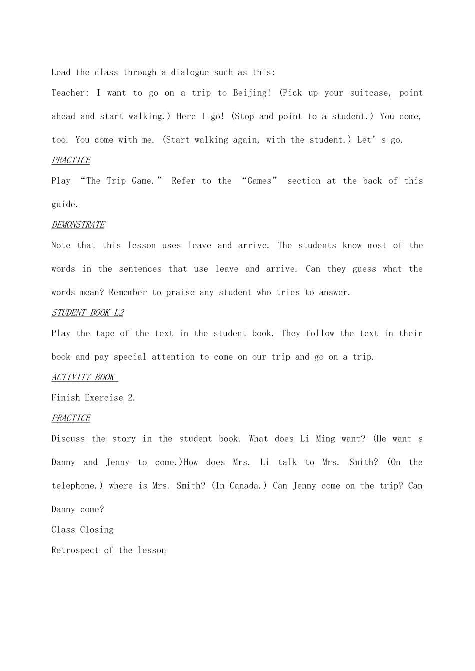 七年级英语下册 Unit 1 A trip to Beijing教案 冀教版_第3页