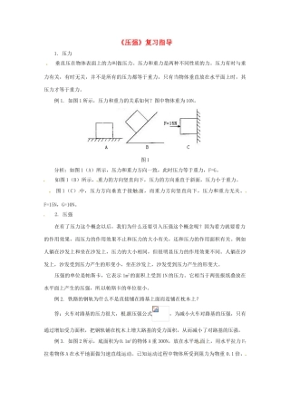 八年级物理 第八章 压强复习指导 沪科版