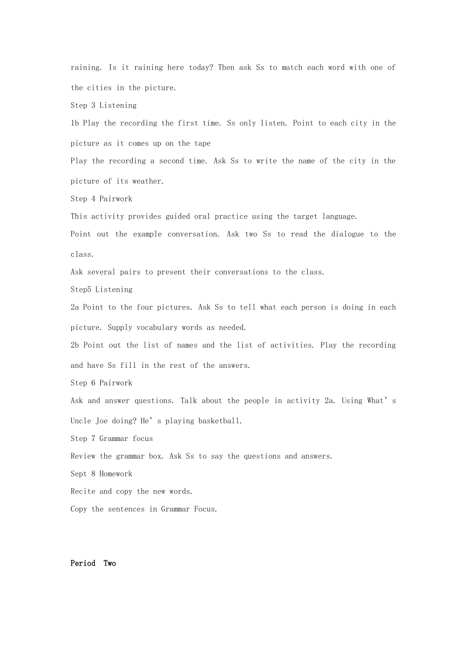 四川省江油市七年级英语下册《unit6It’s raining!》教案 Unit6 (1) 人教新目标版_第2页