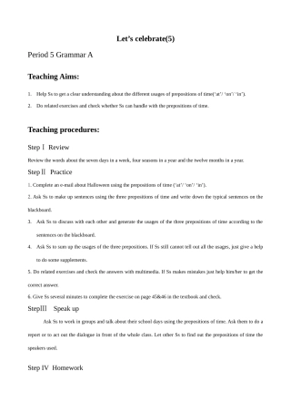 七年级英语Let’s celebrate教案(5)牛津版