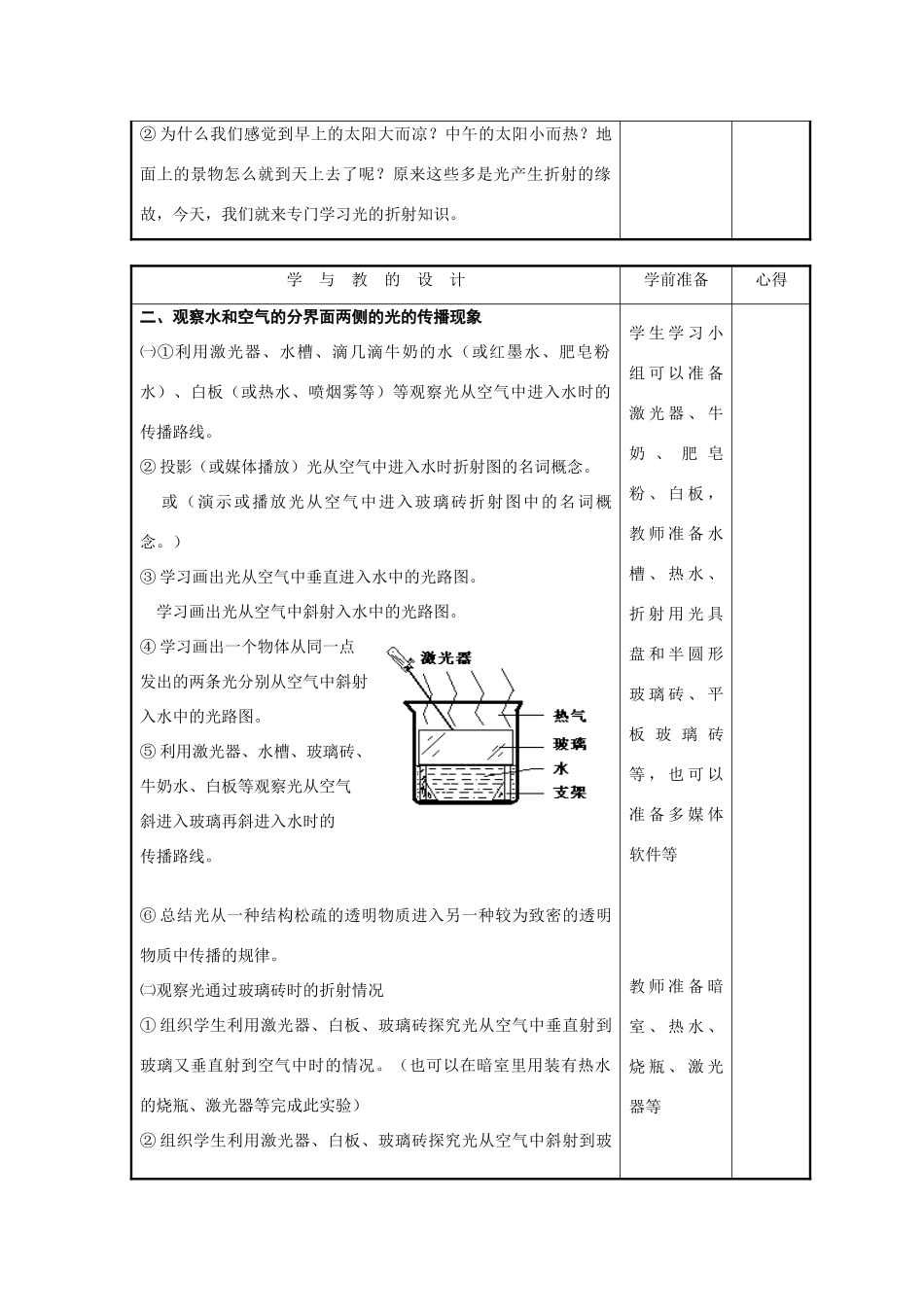 八年级物理4.5 光的折射 透镜的奥秘 教案 苏科版_第3页