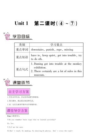 九年级英语上册 Module 5 Museums Unit 1 Don't cross that rope第二课时教案（新版）外研版-（新版）外研版初中九年级上册英语教案