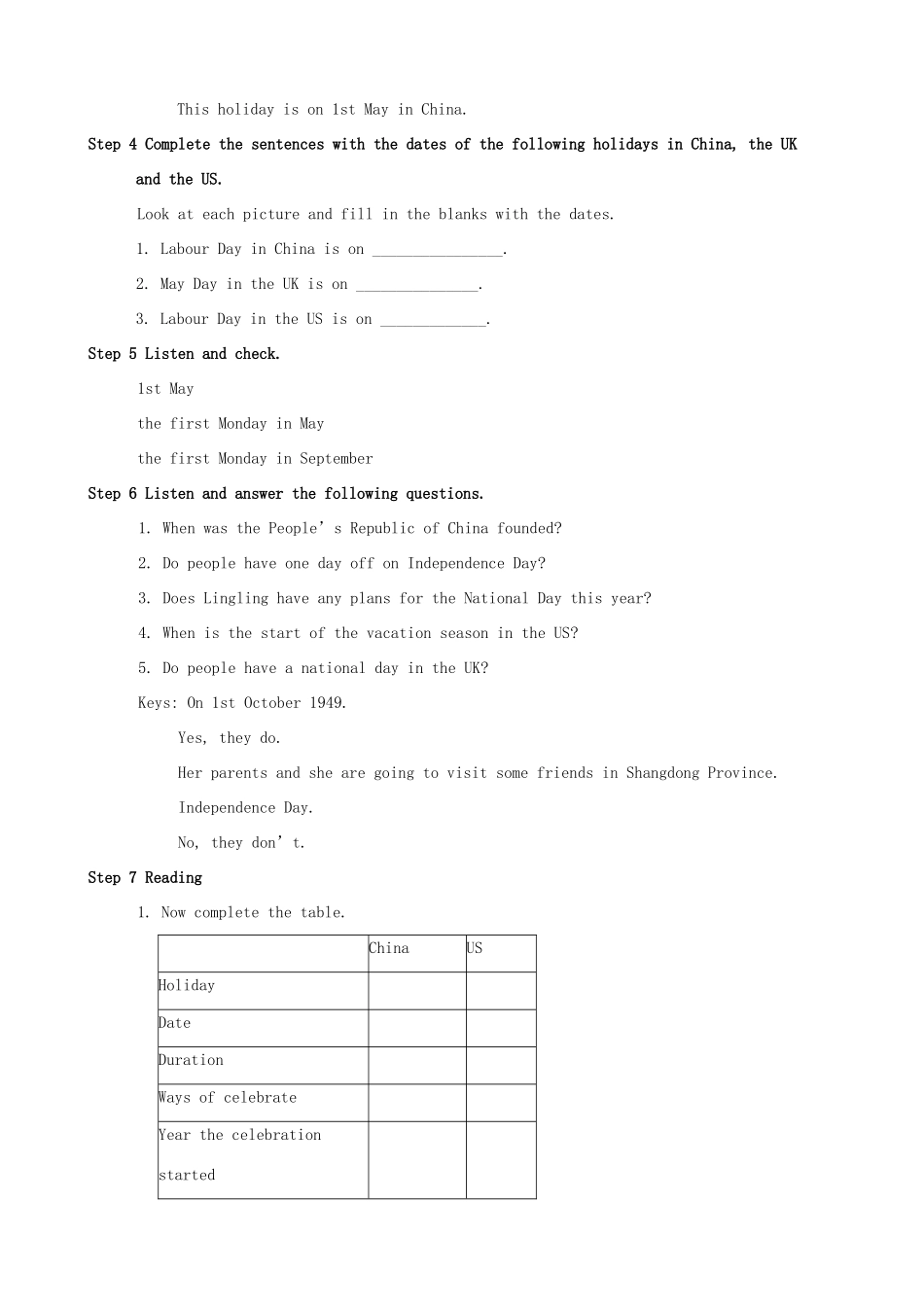 九年级英语上册 Module 2 Public holidays教案 （新版）外研版-（新版）外研版初中九年级上册英语教案_第3页