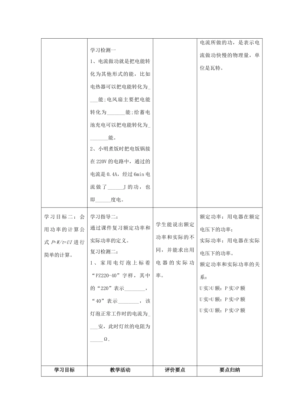 九年级物理全册 16.2 电流做功的快慢教案 （新版）沪科版-（新版）沪科版初中九年级全册物理教案_第2页