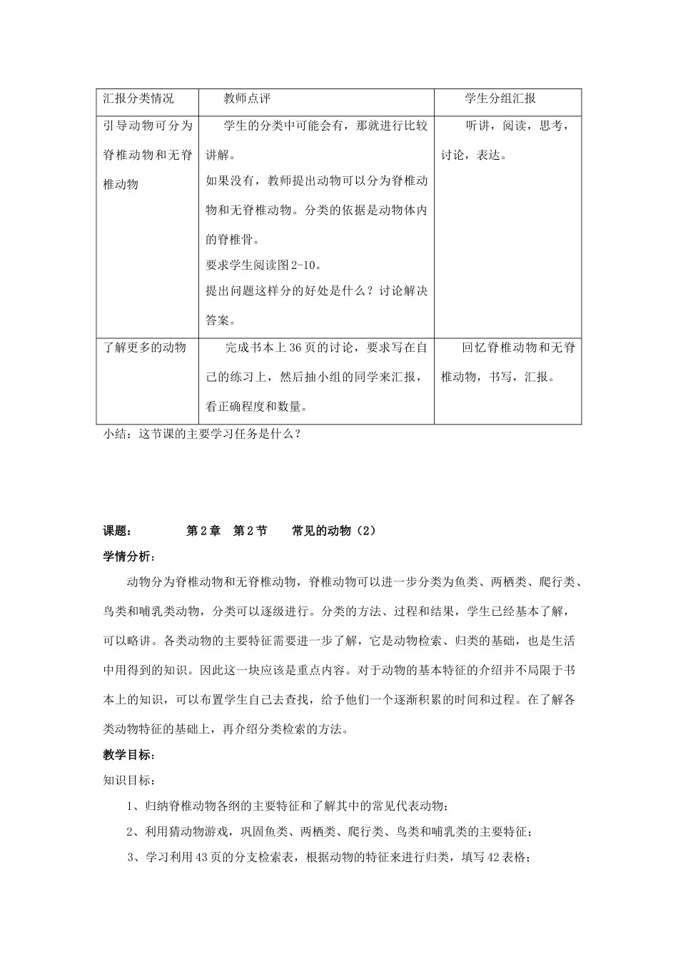 七年级科学上册《常见的动物》教案12 浙教版_第3页