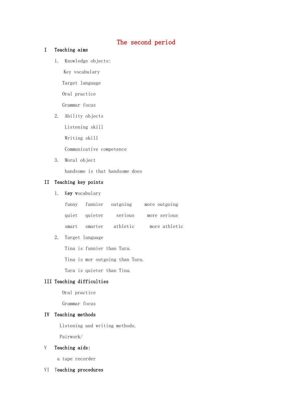 八年级英语上册 unit6The second period教案 人教新目标版_第1页
