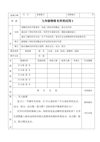 九年级物理 杠杆的应用1