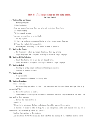 《Unit 8 I’ll help clean up the city parks》教案（2）