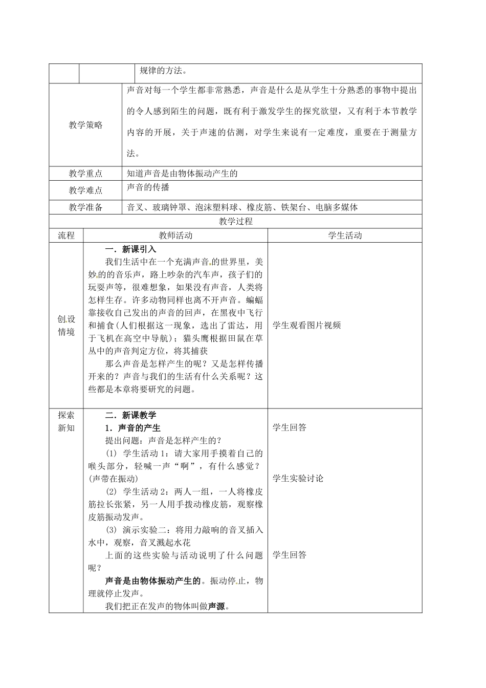 八年级物理上册《1.1 声音是什么》教案 苏科版-苏科版初中八年级上册物理教案_第2页