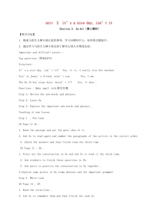 八年级英语下册 Unit 2 It’s a nice day，isn’t it Period 2教案 （新版）鲁教版五四制-鲁教版五四制初中八年级下册英语教案