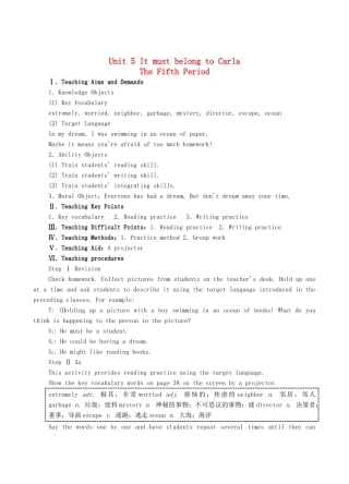 九年级英语全册 Unit 5 It must belong to Carla The Fifth Period教案 人教新目标版