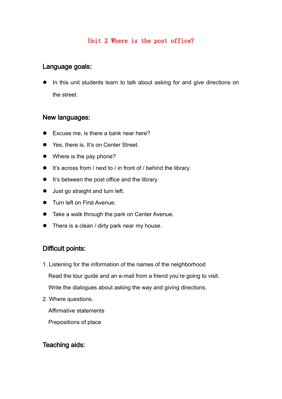 七年级英语 Unit 2  教案人教新课标版 _第1页