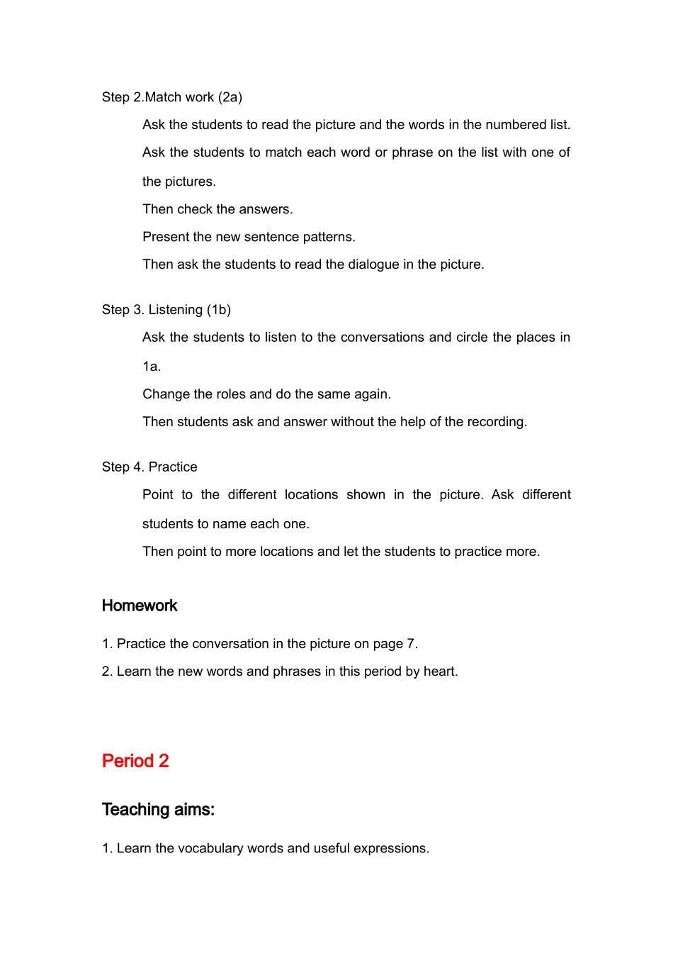 七年级英语 Unit 2  教案人教新课标版 _第3页