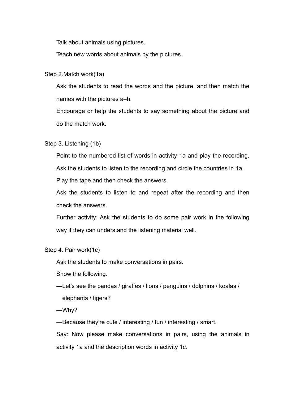 七年级英语 Unit 4  教案人教新课标版 _第3页