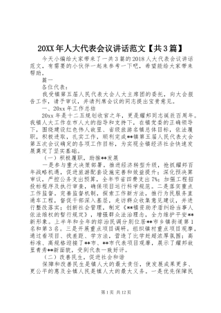 20XX年人大代表会议讲话发言范文【共3篇】