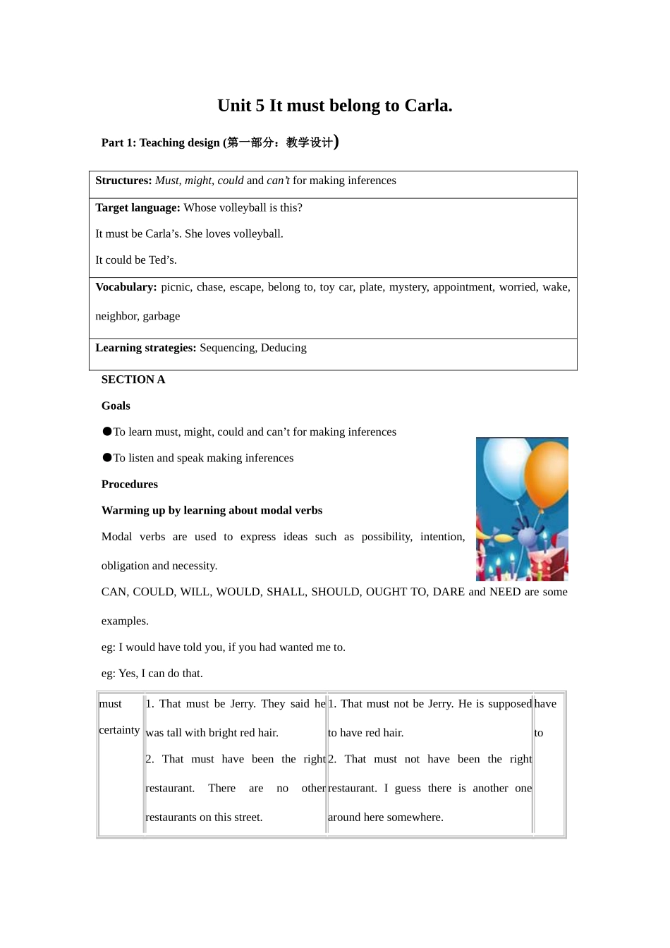 人教新目标九年级英语Unit5 It must belong to Carla全英精品教案_第1页