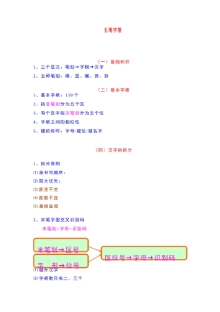 七年级信息技术上学期 五笔字型教学