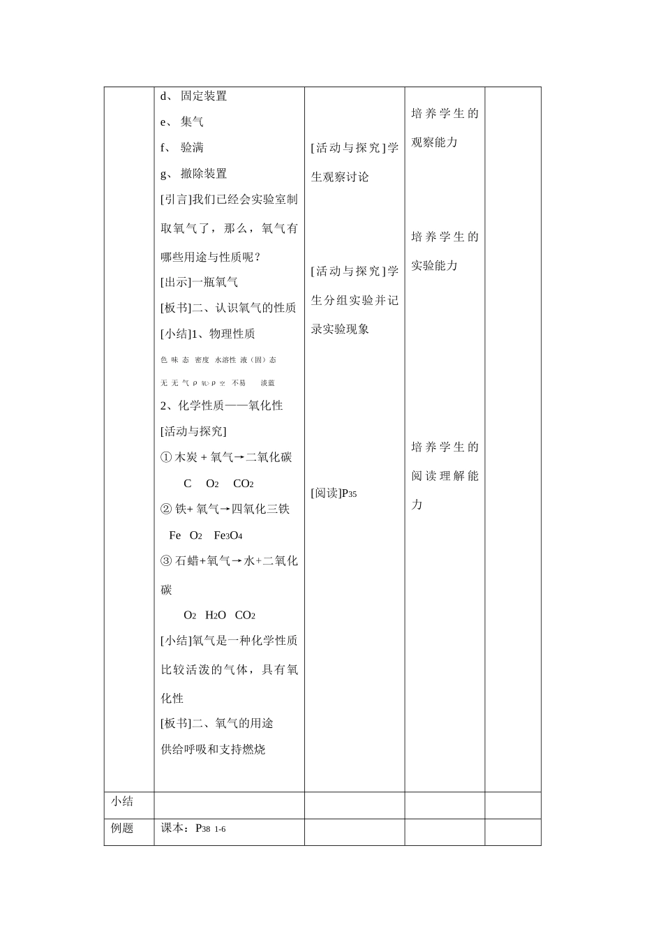 九年级化学上册2.2性质活泼的氧气教案(2)沪科版_第3页