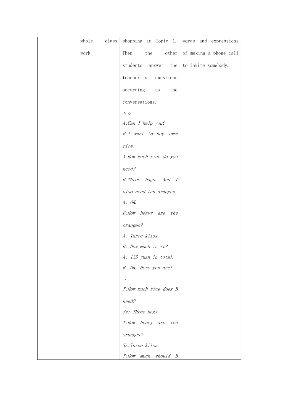 七年级英语上册 Unit 4 Having Fun Topic 2 Would you like to cook with us Section A教案 （新版）仁爱版_第3页