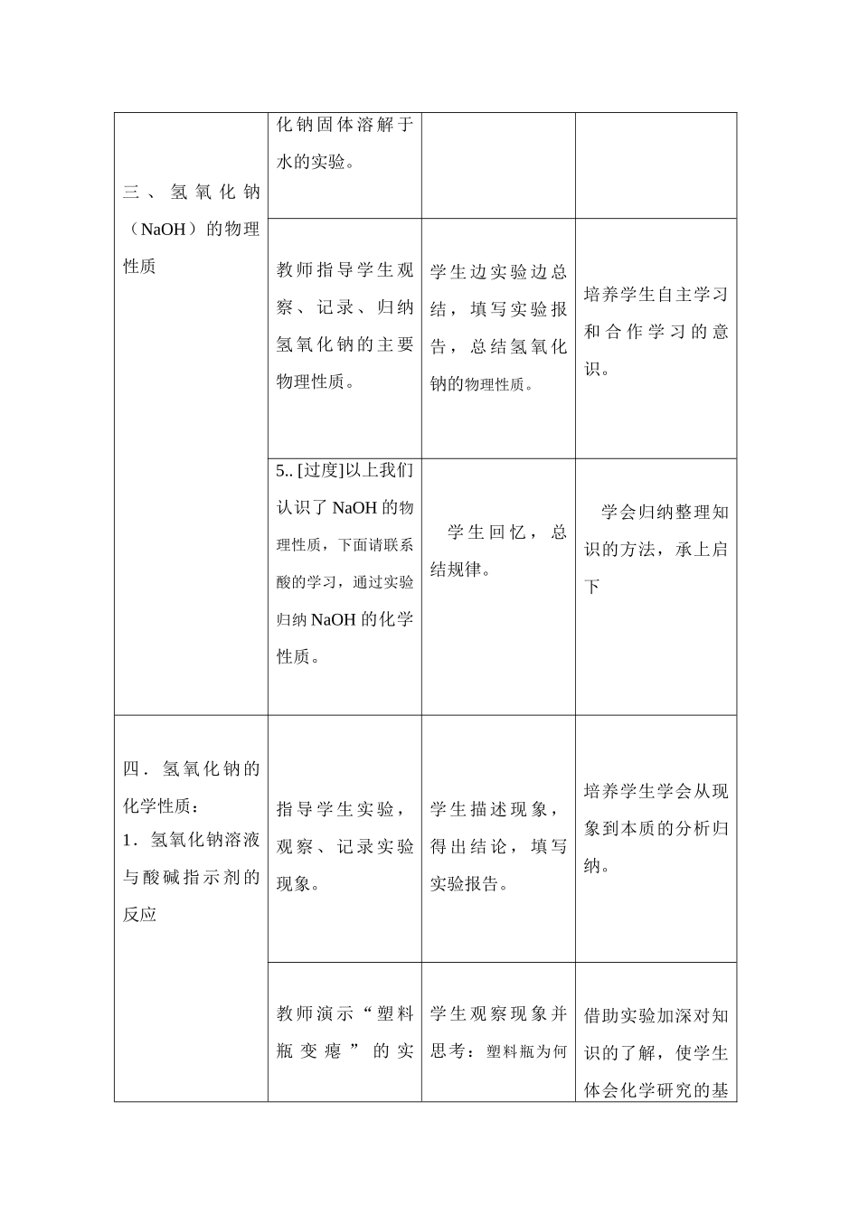 《常见的碱--NaOH》教学设计_第3页